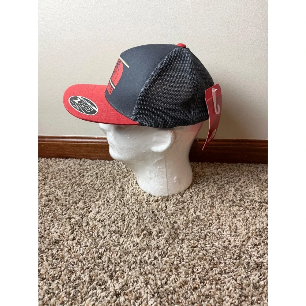 The North Face Keep It Structured Trucker Hat Grey Red Flexfit 110 Snapback OS